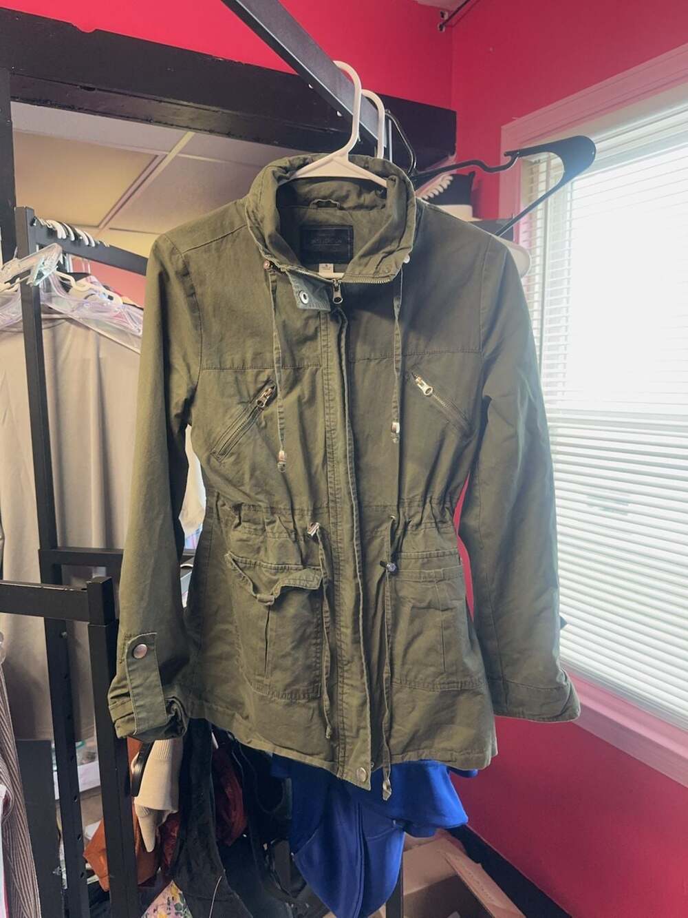Miss London Olive Green Utility Field Jacket Size S